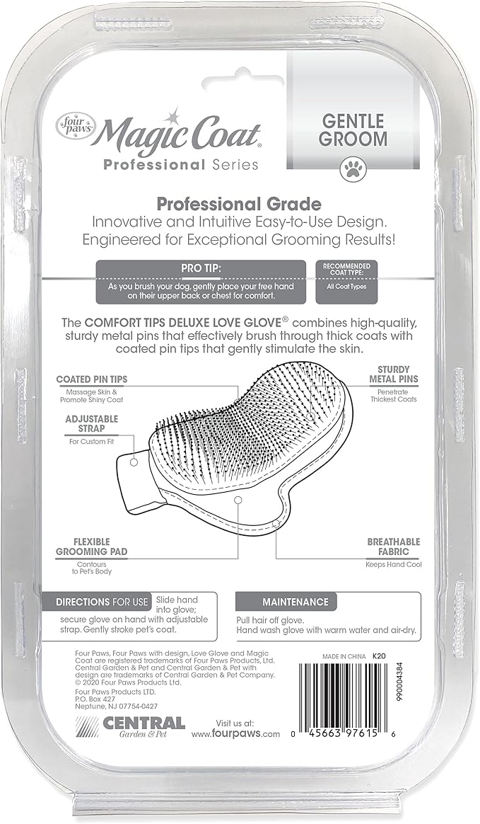 Four Paws Magic Coat Professional Series Comfort Tips Deluxe Dog Grooming Glove (Pack of 2)