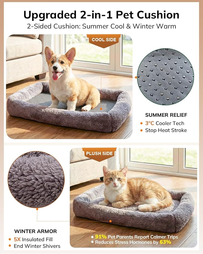 Morpilot Cat Carrier - Cat Carrier Soft for Medium or Large Cats up to 20lbs, with Dual-Sided Cushion, Secure Buckle and Foldable Bowl, Dog Carriers for Small Dogs - Pet Carrier (Brown)