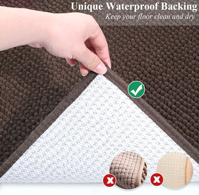 VIVAGLORY Cat Litter Mat Softgrip Litter Trapping Mat, 31"× 20", Brown | Litterbox Rug Box Catcher for Indoor & Floor, Easy Clean Washable Less-Mess Waterproof for Cat