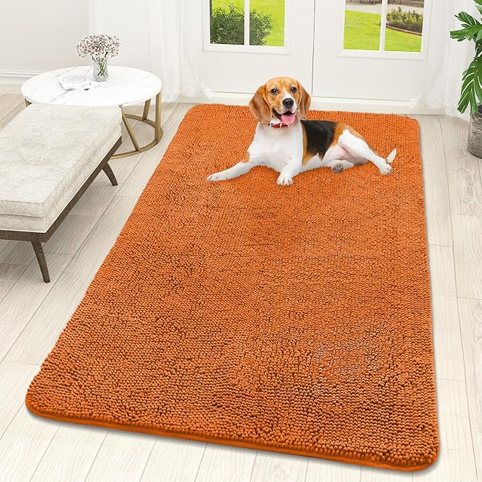 OLANLY Dog Door Mat for Muddy Paws 59x32, Super Absorbent Chenille Mud Mat | Clay, Absorbs Moisture and Dirt, Non-Slip Machine Washable Doormat, Quick-Drying Indoor Entryway Floor Carpet for Dogs