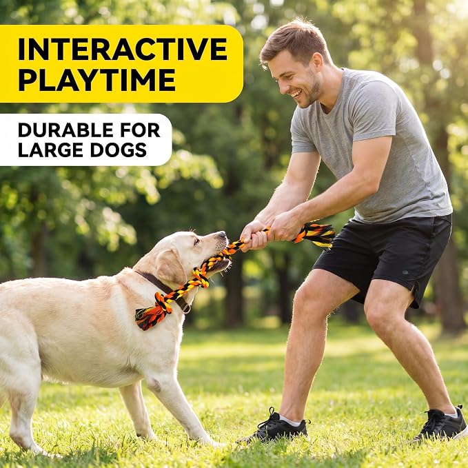 Speedy Panther 9 Pack Large Dog Rope Toys for Aggressive Chewers, 5 Knots Indestructible Chew Toy Kit for Medium Large Dogs, Puppy Teething Tug Toy, Colourful Cotton Dog Rope Toys