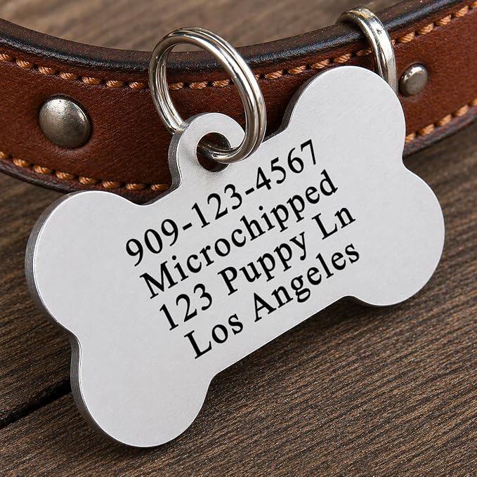 Ultra Joys Personalized Dog Tags for Pets - Durable Stainless Steel Customizable Dog Cat ID Tags - Dog Tags for Safety Optional Engraved on Both Sides - Custom Your Own