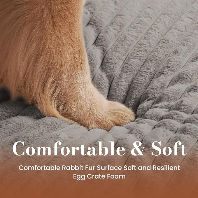 Orthopedic Dog Bed Medium Size Dog, Pet Beds with Waterproof Lining, Soft Short Plush Surface & Egg Crate Foam, Machine Washable Pet Mat with Removable Cover & Anti Slip Bottom