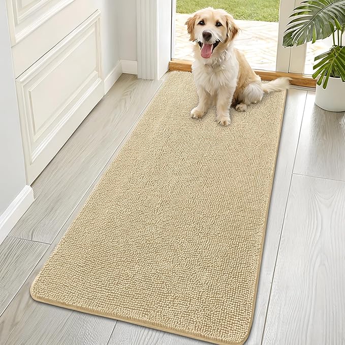 OLANLY Dog Door Mat for Muddy Paws 70x35, Super Absorbent Chenille Mud Mat | Sand, Absorbs Moisture and Dirt, Non-Slip Machine Washable Doormat, Quick-Drying Indoor Entryway Floor Carpet for Dogs