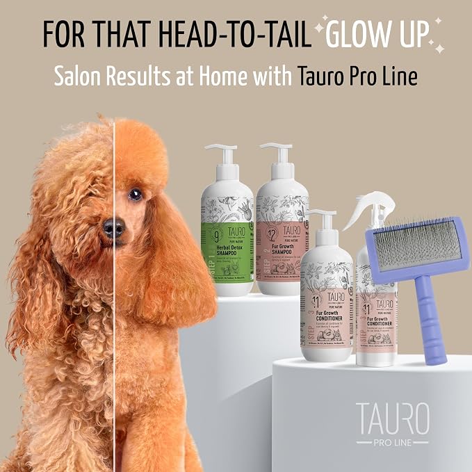 Tauro Pro Line Deshedding Slicker Brush for Dogs & Cats, Soft Pins for Gentle Dematting & Detangling, Grooming Tool for Long & Wavy Coats, Ideal for Doodles, Non-Slip Grip, Purple, Small Size (S)