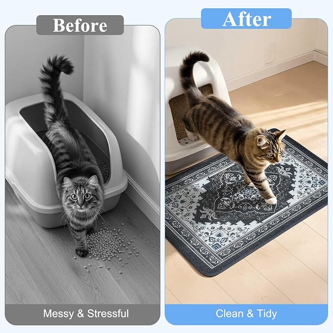 Unicorn Catcher 24"x15" Cat Litter Mat Machine Washable Litter Trapping Pad | Kitty Paw Friendly Padding With Breathable 3D Air Mesh Technology And A Non-Slip Base To Keep Home Floors Debris-Free