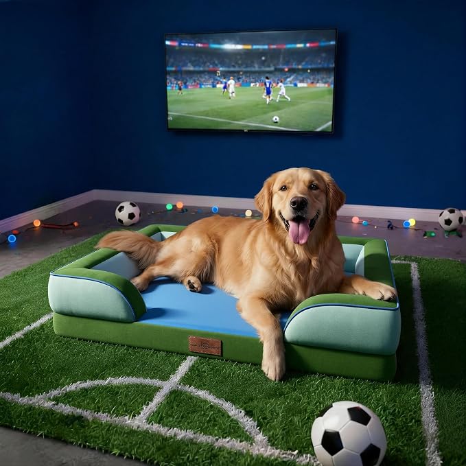 Comfort Expression Orthopedic Dog Beds for Large Sized Dog with Bolster | Waterproof Dog Couch Bed with Washable Cover & Non-Slip Bottom, Supportive Egg Crate Foam Large Pet Bed, 36x27 Inch