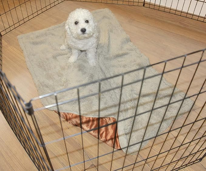 Pawsse Sherpa Puppy Blanket for Small Dogs Kitten, Warm Flannel Plush Pet Bed Blanket Reversible, 45"x30" Brown/Latte