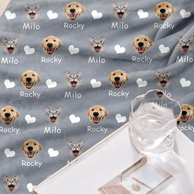 Personalized Dog Blanket, Customized Pet Blankets with Name Picture, Throw Blanket for Small Medium Large Dog Puppy Cat