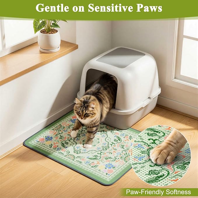 Unicorn Catcher 33"x22" Cat Litter Mat Machine Washable Litter Trapping Pad | Kitty Paw Friendly Padding With Breathable 3D Air Mesh Technology And A Non-Slip Base To Keep Home Floors Debris-Free