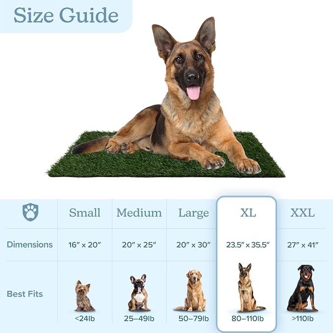 Artificial Grass Puppy Pee Pad for Dogs and Small Pets - Set of Three 35.5X23.5 Inch, Reusable 4-Layer Turf Pads for Dogs - Indoor and Outdoor Fake Grass Potty Pet Supplies by PETMAKER