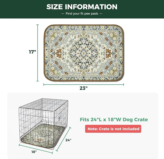 FXW Washable Pee Pads for Dogs, Super Absorbent, 17" x 23", 2 Packs | Machine washable, Non-slip backing