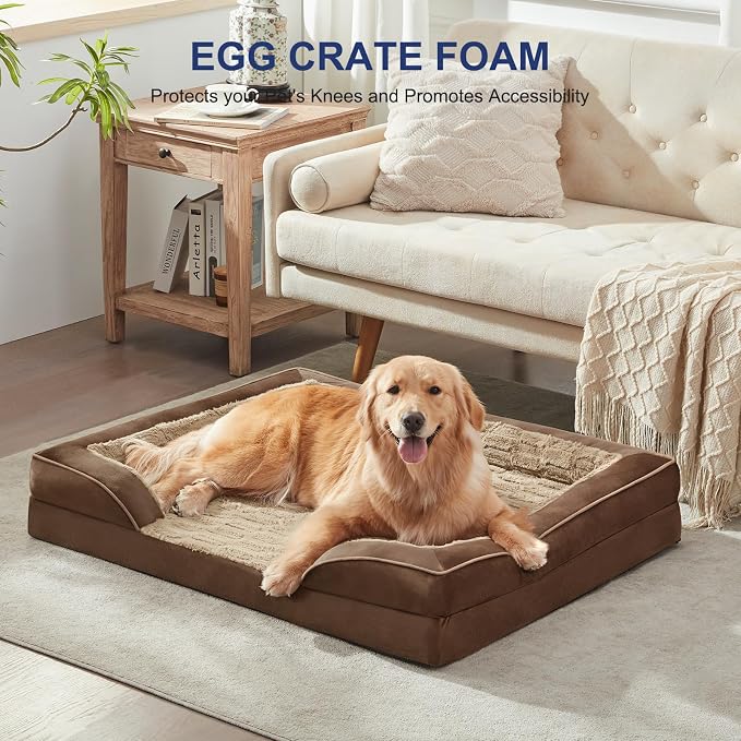 FURTIME Orthopedic Large Dog Bed, XL Waterproof Dog Beds, 42x35x6.5 Supportive Foam Pet Couch Bed with Removable Washable Cover and Nonskid Bottom