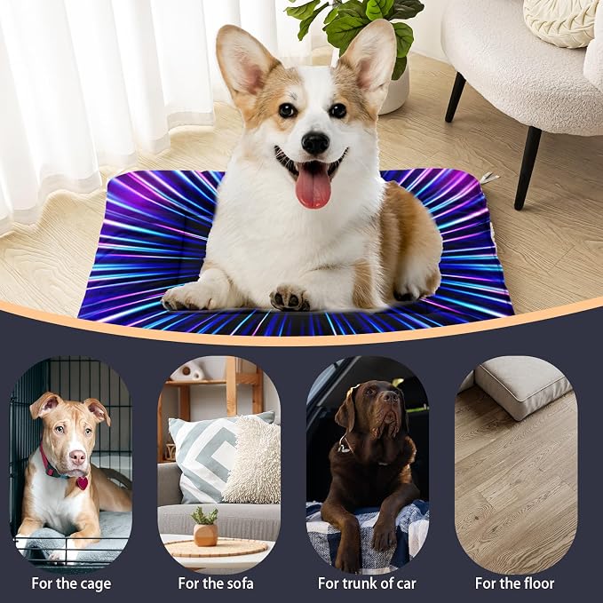 HOSIMA Multicolor Pet Bed Mat,Fuzzy Crate Pads for Dog Cages,Washable Soft Cozy Sleeping Mat,Plush Black Pad Suitable for Large Dog Bed,42L*32W Inch,Colorful.