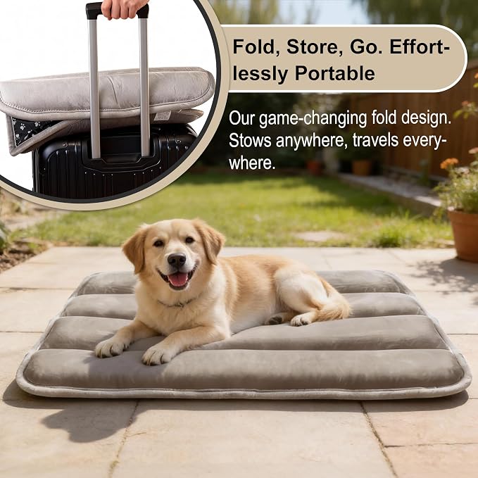 pobopobo Dog Crate Pad, Ultra Soft & Anti-Slip Kennel Mat, Secure Fit for Metal Crates & Dog Cages, Washable Cozy Bed for Small Medium Large Dogs (Light Brown, M(28"*16"*1.5"))