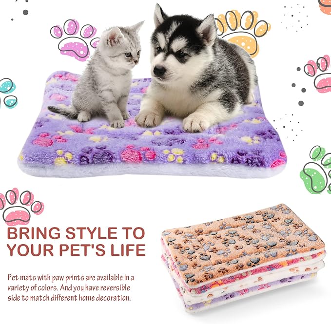 4 Pack Soft Pet Bed Mat Small Dog Crate Fleece | Tuanse Soft Pet Beds Mat Small Dog Crate Fleece,13 X 19 Inches,Vivid Color