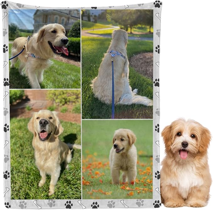 Custom Dog Blankets with Pictures, Personalized Name Blanket for Pets, Customized Pet Photo Throw,The Lightweight Blanket All-Season 50"x40"for Kids
