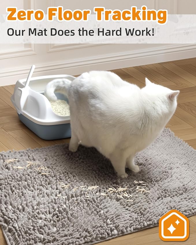 Cat Litter Mat Litter Trapping Mat, 33"x23" Plush Cat Litter Rug Catcher, Easy to Clean, Machine Washable