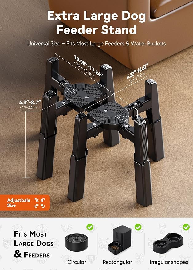Dog Water Dispenser Stand Extra Large Holder [Stand Only] | Suitable for Pet Automatic Feeders, Size and Height Adjustable, Elevated Stand for Pet Feerders of Large Dogs