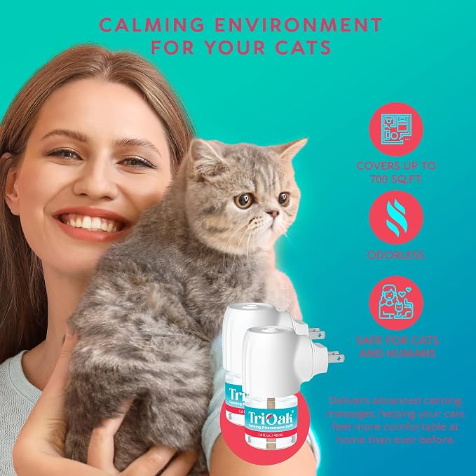 Cat Calming Diffuser Refills: Premium Cat Pheromones Calming Diffuser Refills - 6-Month Supply - Soothing & Relaxing Support for Cats