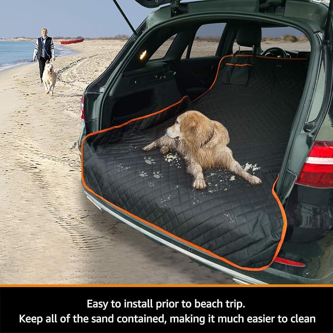 Cargo Liner for Dogs Waterproof Pet Cargo Covers for SUV with Bumper Flap Protection Heavy Duty Nonslip Dog Trunk Cargo Protector Washable Dog Seat Cover for Universal and Large Size SUVs