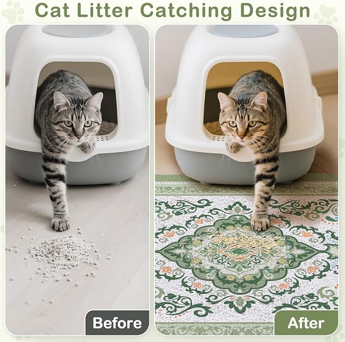 Unicorn Catcher 33"x22" Cat Litter Mat Non-Slip Washable Litter Box Mat | High-Density PVC Litter Catcher Mat Efficiently Traps Scattered Litter From Paws To Keep Floors Clean