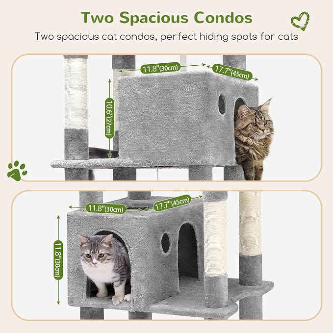 Globlazer Giant Cat Tree for Indoor Large Cats, 83in, F83, Light Grey | XXL Cat Tower with 9 Scratching Posts for 20lb+ Heavy Duty Large Adult Cats