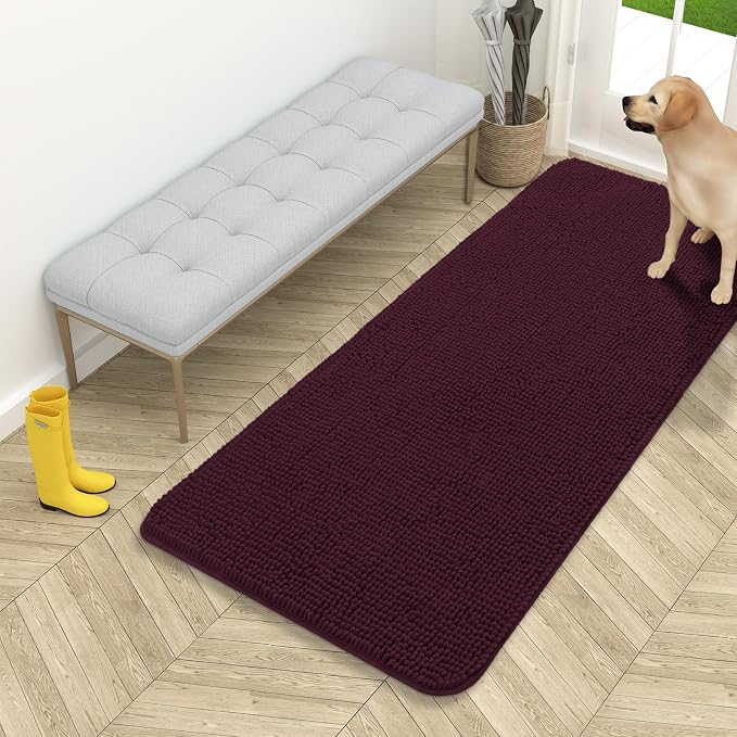 OLANLY Dog Door Mat for Muddy Paws 54x24, Super Absorbent Chenille Mud Mat | Russet, Absorbs Moisture and Dirt, Non-Slip Machine Washable Doormat, Quick-Drying Indoor Entryway Floor Carpet for Dogs
