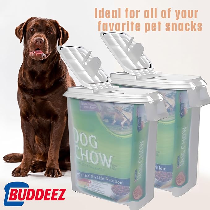 Buddeez Airtight Pet Food Storage Container - 50 QT/50 LB Capacity Dog Food Storage Container - Cat Food Container, Bird Seed Storage Container, Rolling Storage Bin, Air Tight with Handle & Scoop