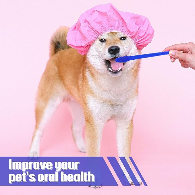 100 Pcs Dog Toothbrush Kit, Dual Head Bulk Pet Dental Supplies, Soft Bristle Long Handle Toothbrush for Adult Dogs, Oral Hygiene Teeth Cleaning Set for Most Pets, Small Medium Large Dogs and Cats