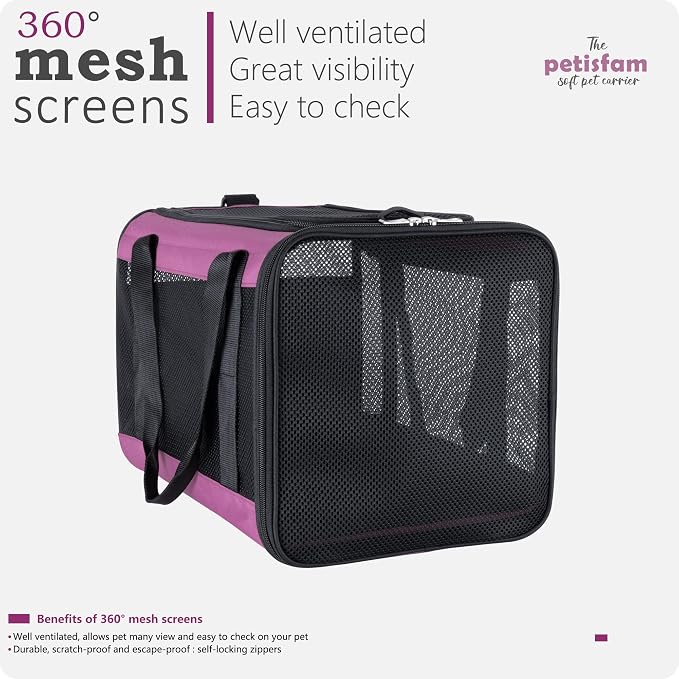 Soft Pet Carrier for Large and Medium Cats, 2 Kitties, Small Dogs. Easy to Get Cat in, Great for Cats that Don't Like Carriers (Viva Magenta)