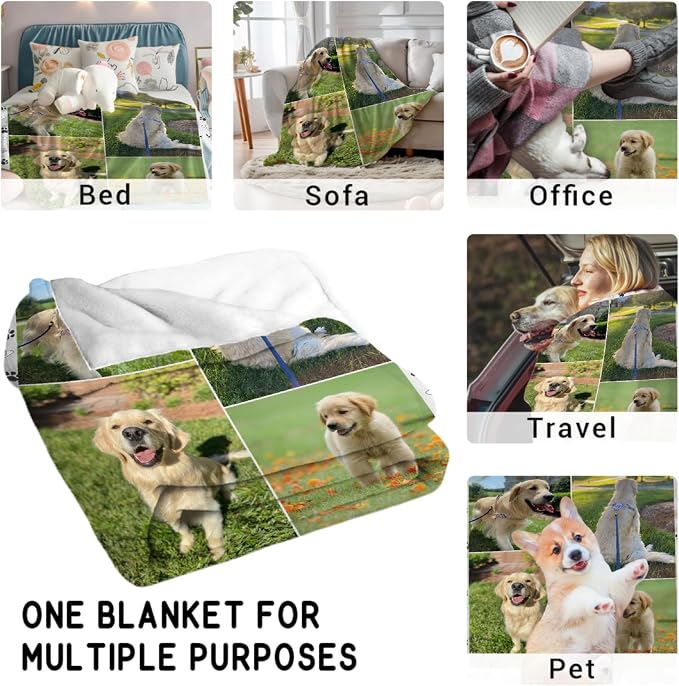 Custom Dog Blankets with Pictures, Personalized Name Blanket for Pets, Customized Pet Photo Throw,The Lightweight Blanket All-Season 40"x30"for Pet