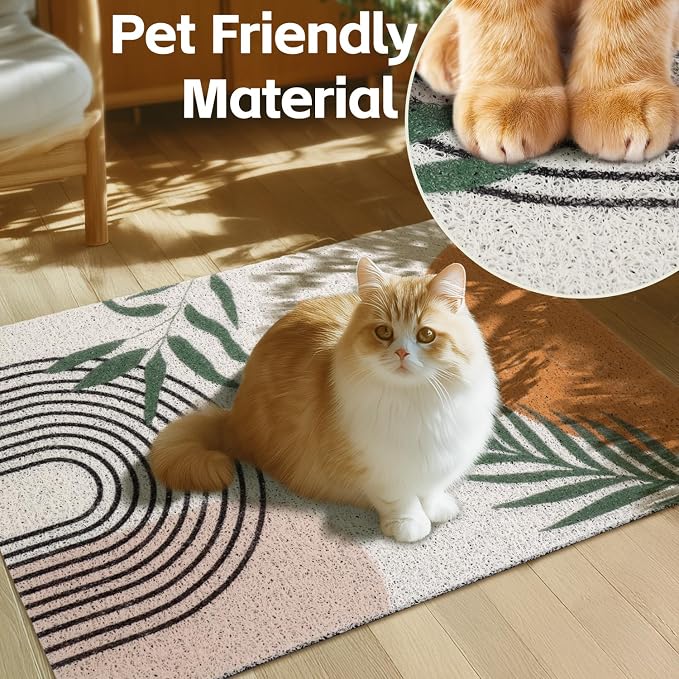 Cat Litter Mat Litter Trapping Mat, 33"x22" Waterproof Urine Proof Litter Box Mat Catcher Mat Non-Slip Washable for Kitty Kitten, Orange