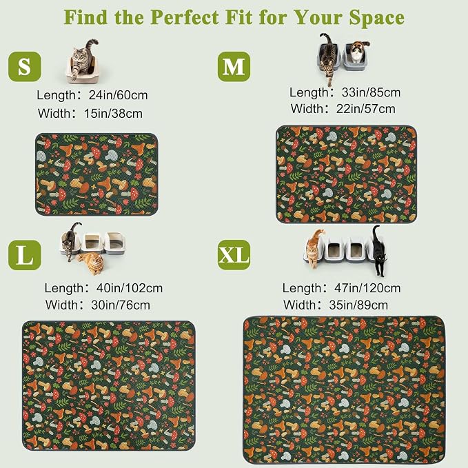 Unicorn Catcher 47"x35" Cat Litter Mat Machine Washable Litter Trapping Pad | Kitty Paw Friendly Padding With Breathable 3D Air Mesh Technology And A Non-Slip Base To Keep Home Floors Debris-Free
