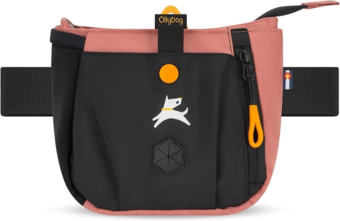 Backcountry Day Bag | Dog Training Treat Pouch | Eco-Friendly Recycled Fabric Fanny Pack with Zipper Closure, Built-in Poop Bag Dispenser & Adjustable Waist Belt (Desert)