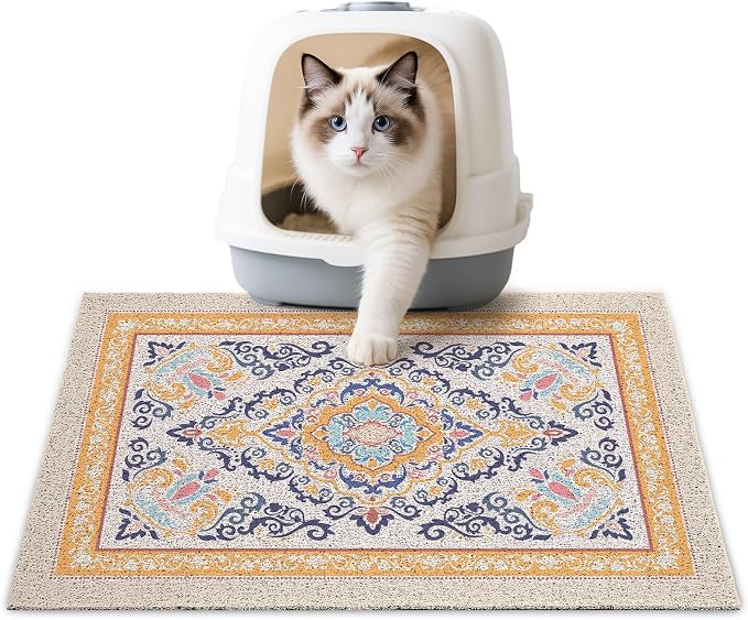 Unicorn Catcher 24"x15" Cat Litter Mat Non-Slip Washable Litter Box Mat | High-Density PVC Litter Catcher Mat Efficiently Traps Scattered Litter From Paws To Keep Floors Clean