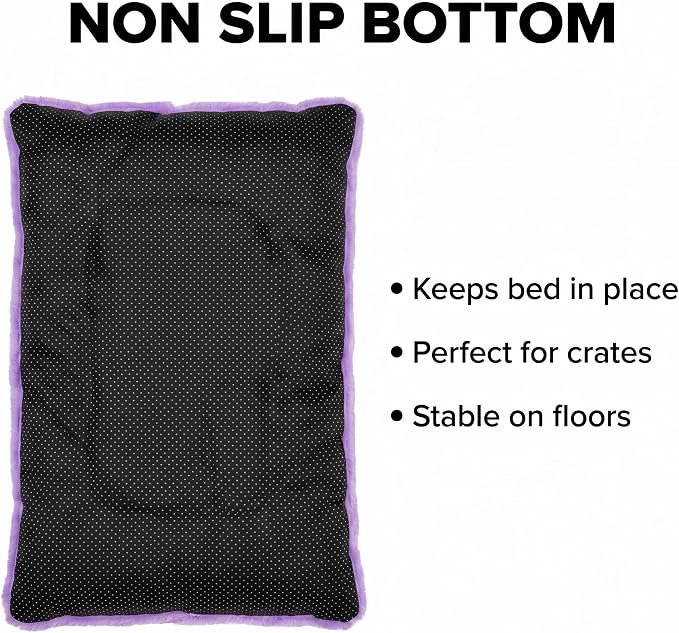 Dog Crate Bed 24x18 for Small Dogs,Washable Dog Crate Mat,Soft Kennel Bed Mattress with Non Slip Bottom,Purple