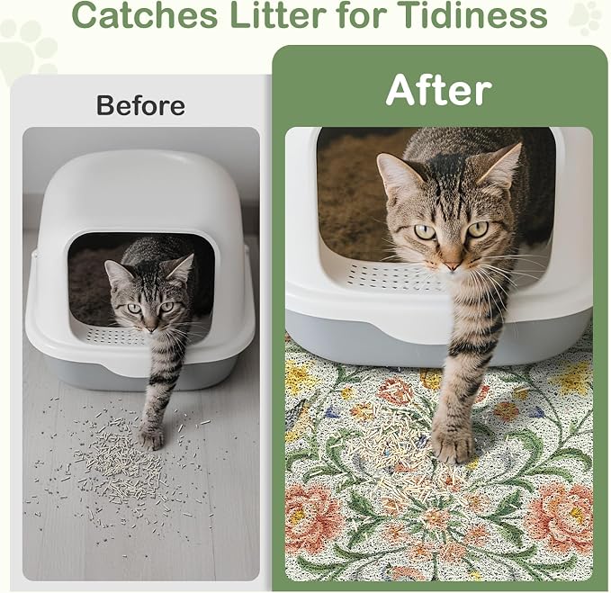 Unicorn Catcher 40"x30" Cat Litter Mat Non-Slip Washable Litter Box Mat | High-Density PVC Litter Catcher Mat Efficiently Traps Scattered Litter From Paws To Keep Floors Clean