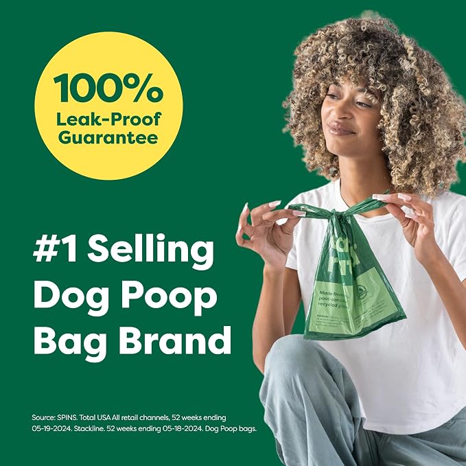 Earth Rated Dog Poop Bags with Handles, Extra Wide, Easy Tie and Guaranteed Leakproof, Unscented, 120 Handle Bags