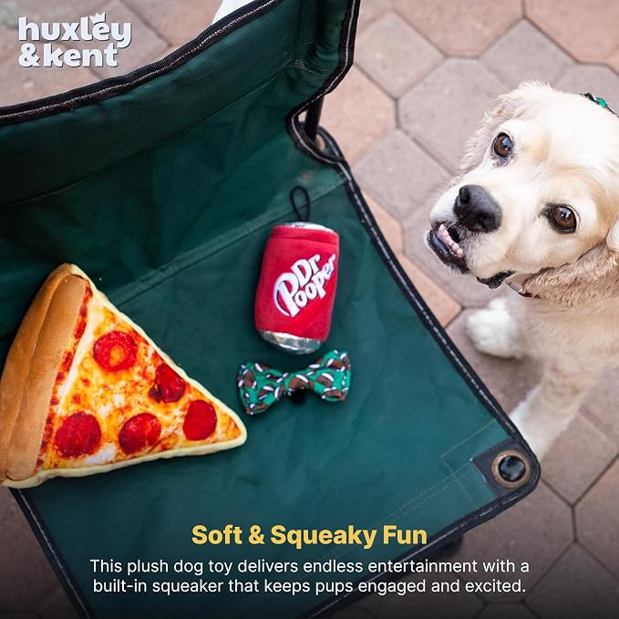 Huxley & Kent Funny Dog Toy w/Squeaker – Power Plush Squeaky Dog Toys for Small, Medium & Large Dogs – Soft Stuffed Animal for Indoor Play & Fetch - Dr Pooper, Large