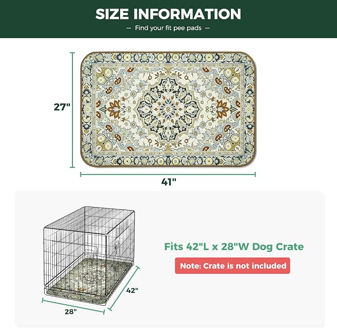 FXW Washable Pee Pads for Dogs, Super Absorbent, 27" x 41", 2 Packs | Machine washable, Non-slip backing