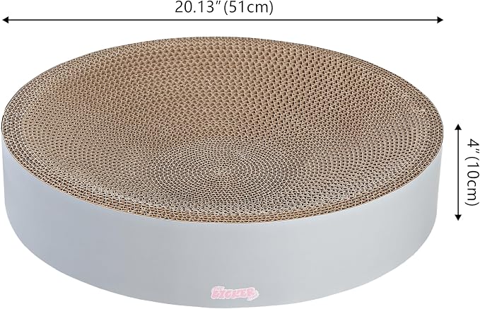 CSR1010K Nelson 20.13" Modern Cardboard Round Bowl Cat Scratcher with Catnip, Fog