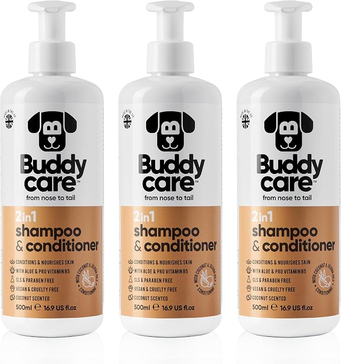2in1 Dog Shampoo & Conditioner by Buddycare | Coconut Scented | with Aloe Vera and Pro Vitamin B5 (50.72oz)
