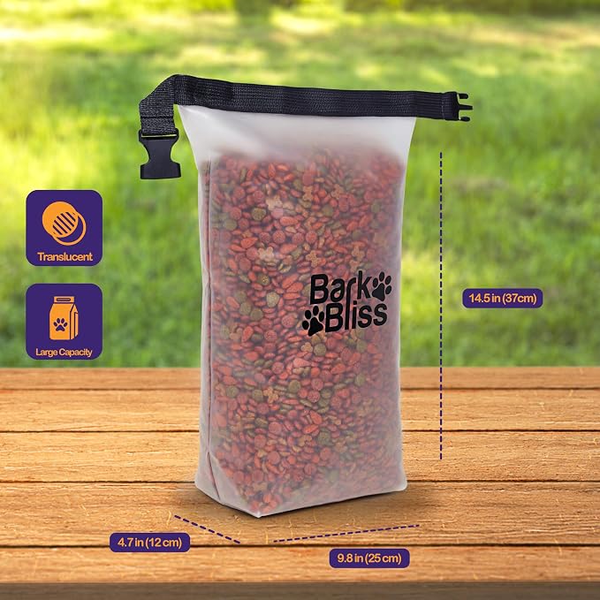 25-Cup Dog Food Travel Bag, Large Portable Container, Leak Proof, Water Resistant, Hook & Loop, Flat Base, Collapsible, Hold 6.6lbs of Kibble, Camping/Travel