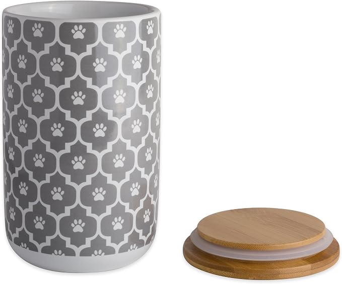 Bone Dry Lattice Collection Pet Bowl & Canister, Treat Canister, 4x6.5, Gray (Pack of 6)