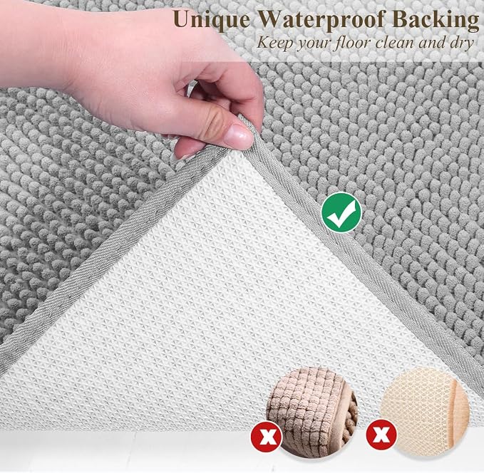 VIVAGLORY Cat Litter Mat Softgrip Litter Trapping Mat, 31"× 20", Grey | Litterbox Rug Box Catcher for Indoor & Floor, Easy Clean Washable Less-Mess Waterproof for Cat