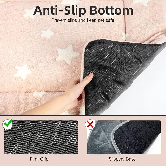 Mora Pets Dog Crate Pad Washable Puppy Dog Bed for Crate Flat Kennel Mat | Soft Dog Cat Bed Mat, Crate Pad for Dog Cages Cozy Sleeping Liner, Pet Pillow Cushion Medium Cute Star Anti Slip pink 30 x 19