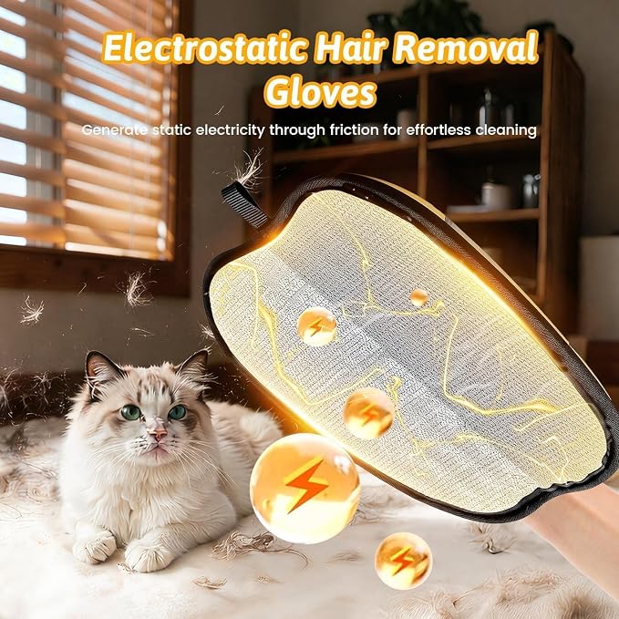 Pet Hair Removal Glove for Dogs & Cats, Sankell Upgraded Reusable Electrostatic Pet Hair Remover Glove, Magic Brush Mitt Tool for Couch, Furniture, Bed, Clothing, Carpet, Car Seat