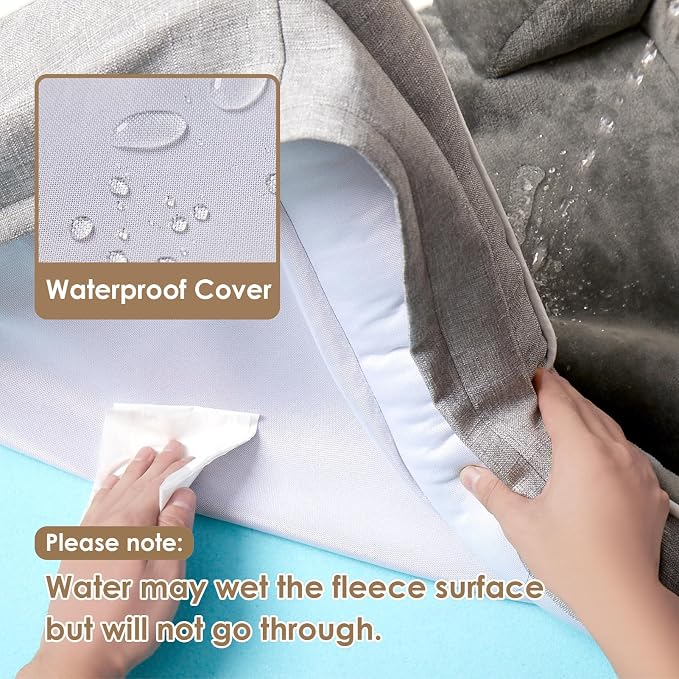 EHEYCIGA Orthopedic Dog Bed for Small Dogs, Waterproof Memory Foam Small Pet Beds with Sides, Non-Slip Bottom and Egg-Crate Foam Medium Dog Couch Bed with Washable Removable Cover, Grey