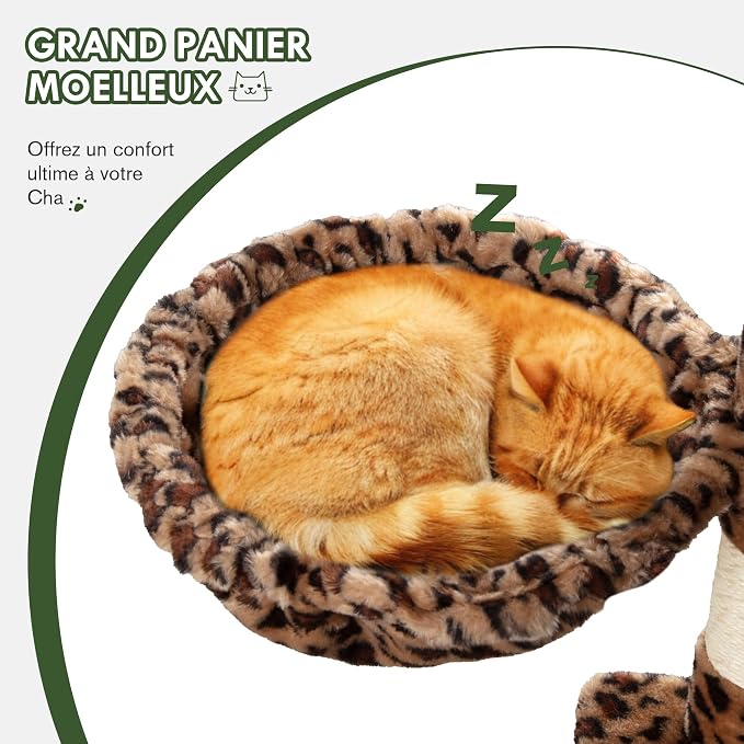 MUTICOR 66 Inches Multi-Level Large Cat Tree Tower for Indoor Big Feline/Cozy Plush Perches/Condo/Sisal Scratching Posts/Hammock and Baskets/Activity Center Play House/Wide Base/Leopard Print
